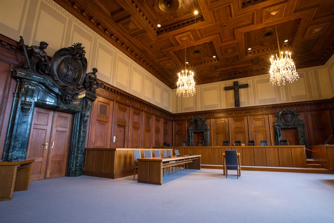 A view of Courtroom 600, the venue of the historic Nuremberg Trials
