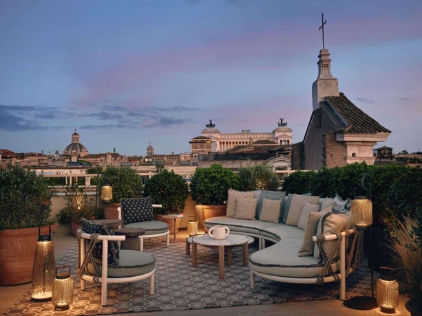 The rooftop lounge at Six Senses Rome
