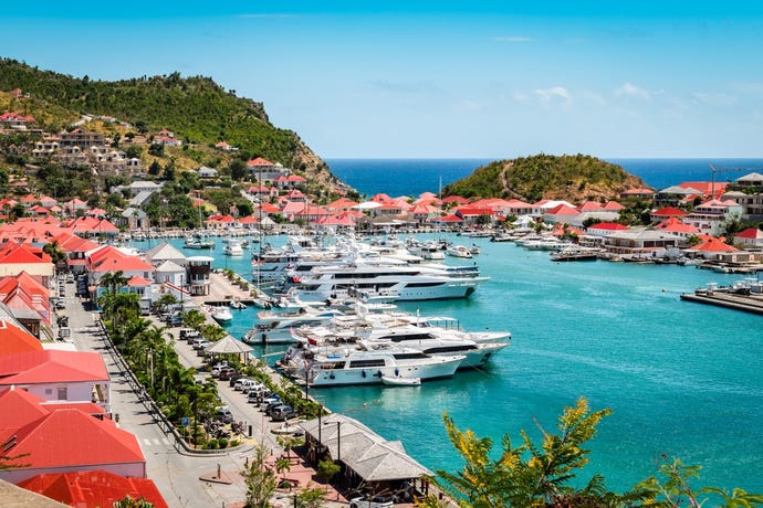 The harbor of Gustavia, the jet set-friendly capital of St Barts