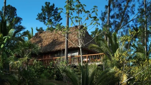 Luxurious wooden cabin nestled in lush Argentine landscape, featuring elegant rustic decor, expansive windows, and serene mountain backdrop at Jardin Escondido Cabañas