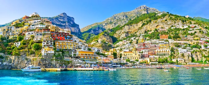 Views of the Amalfi Coast from the water
