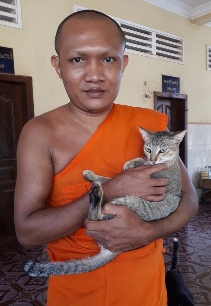 A monk and one of his many entrusted