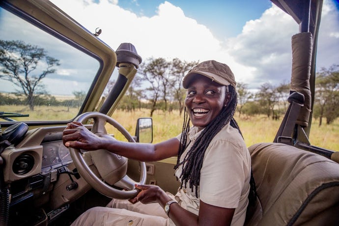 Guide Zawadi, leading a game drive