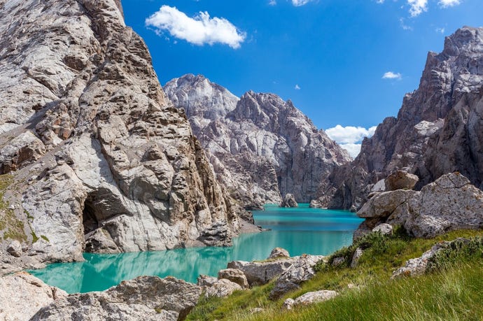 One of the many turquoise lakes hidden in the mountains