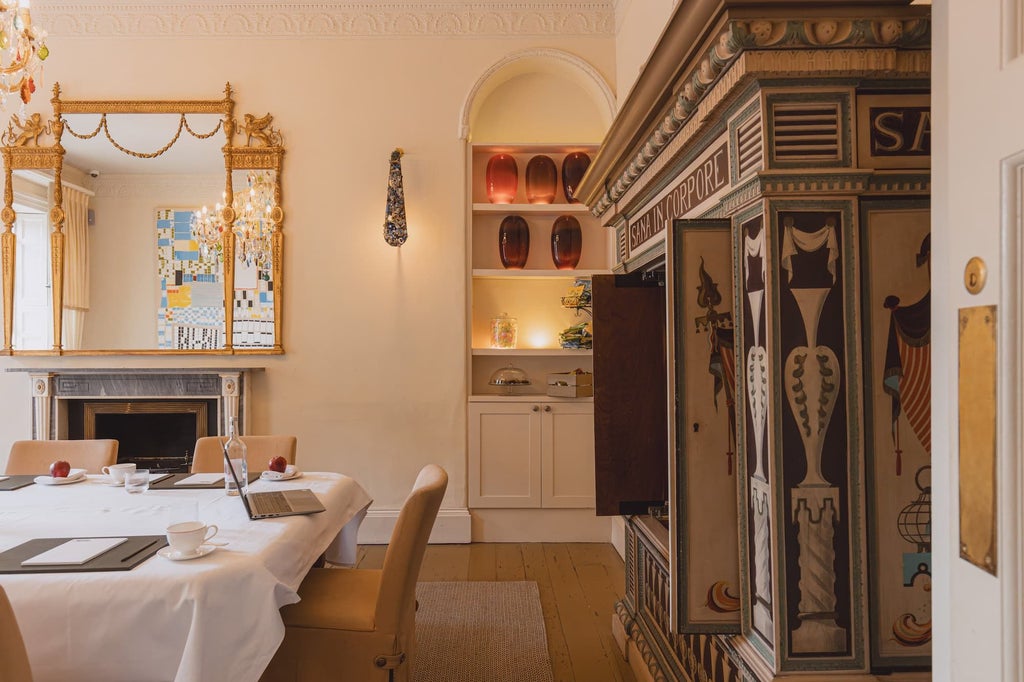 Elegant boutique hotel facade with Georgian architecture, soft golden lighting, and ornate windows highlighting a luxurious hospitality experience in historic Bath, UK.