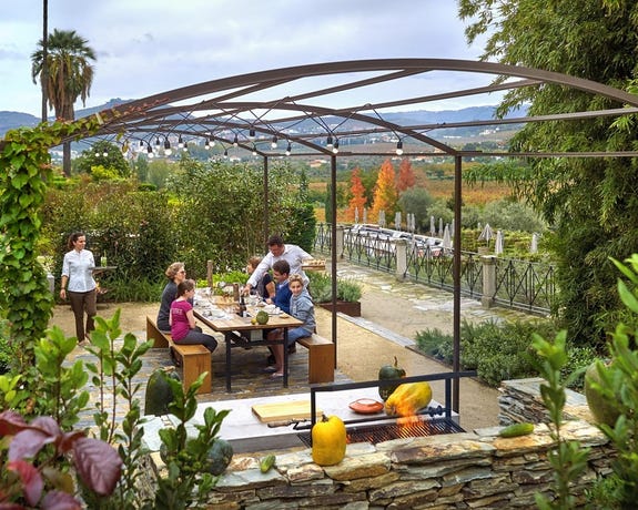 Lunch is served in the Summer Garden at the Six Senses Douro Valley