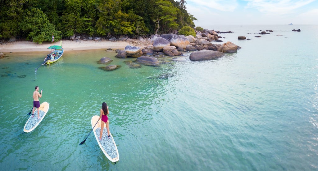 Luxurious oceanfront Anantara Layan resort in Thailand featuring infinity pools, private villas and tropical gardens overlooking Layan Beach