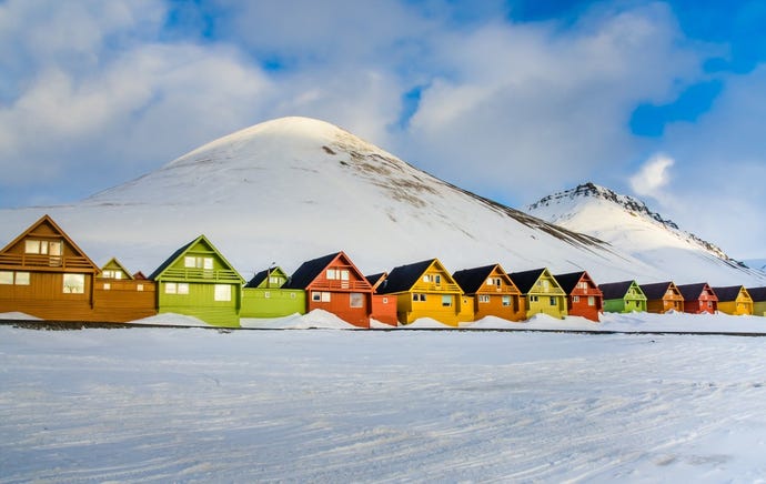 The capital of Longyearbyen basking in some hard-earned sun