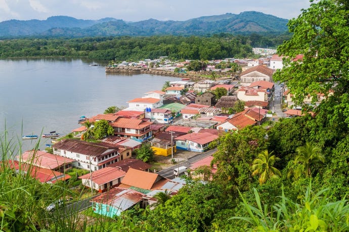 Aerial view of Portobelo village.