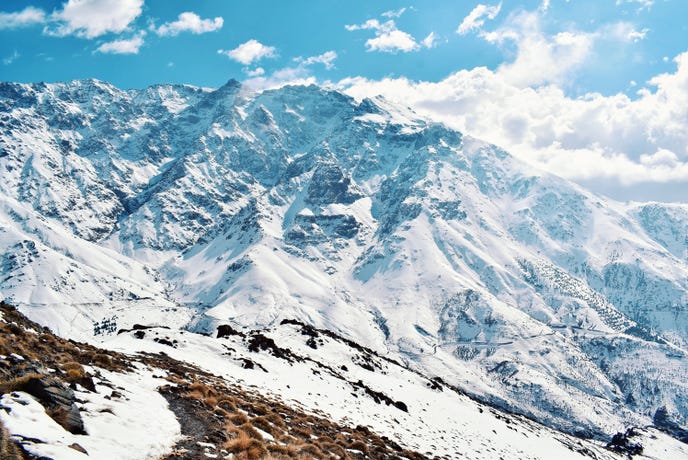 Snow covered Atlas Mountains
