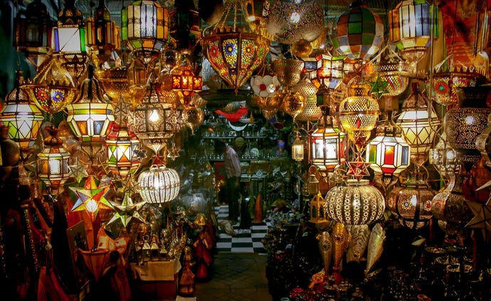 Find uniquely Moroccan items in the winding alleys and stalls