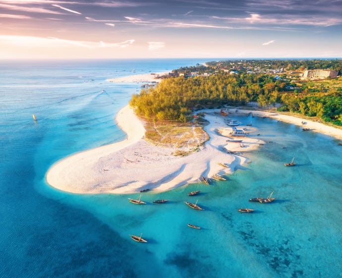 Fishing boats off the coast of Zanzibar
