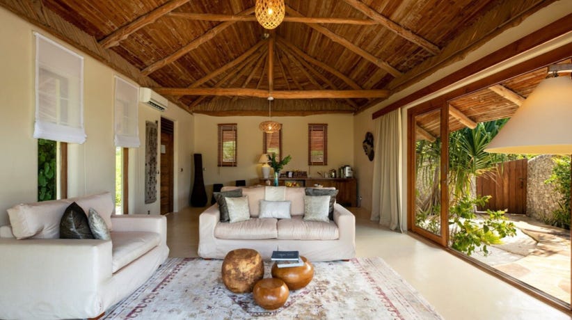 The living room of a spacious villa
