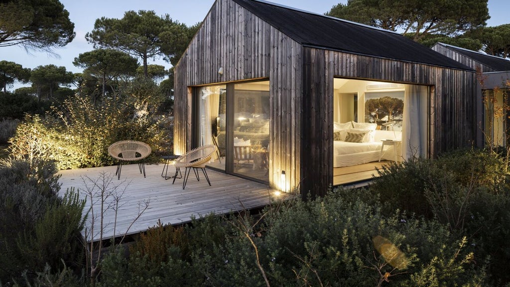 Luxurious bio-pool suite at Sublime Comporta Hotel, featuring minimalist design, natural tones, and seamless indoor-outdoor living in Portuguese coastal landscape