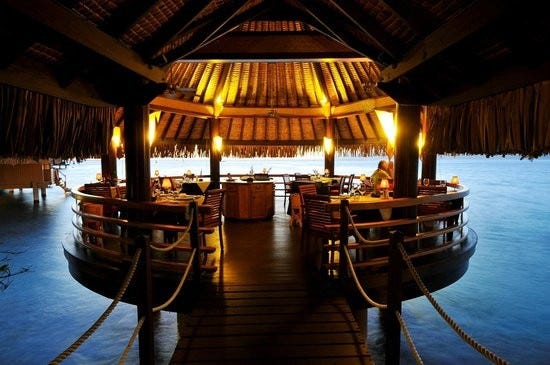 Dining at InterContinental Tahiti's Le Lotus restaurant
