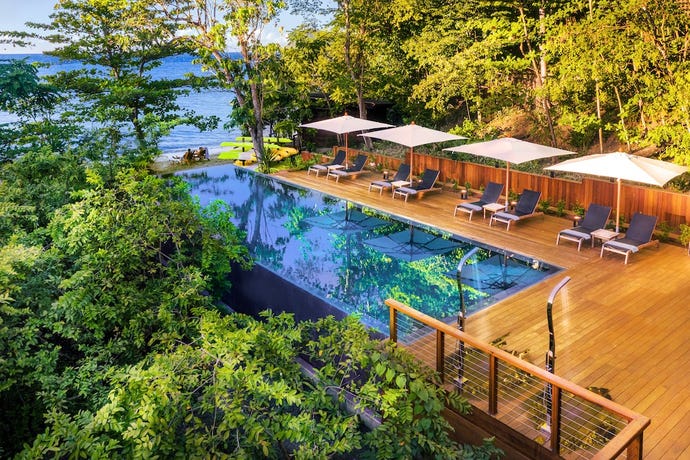 Go for a dip in the jungle with a craft cocktail in hand at Secret Bay’s new lap pool and bar.
