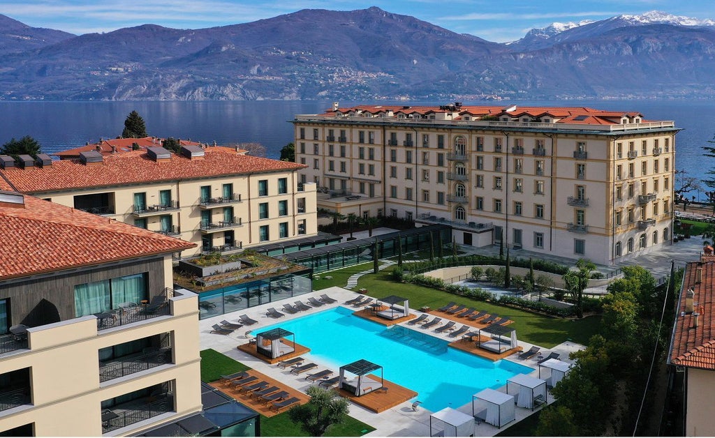 Grand Hotel Victoria's elegant exterior showcases classic Italian architecture with majestic lakefront views and luxurious spa amenities