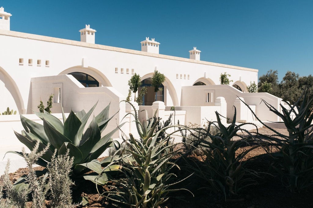 Luxurious rustic Italian farmhouse with stone walls, surrounded by lush olive groves, golden sunlight casting warm tones over traditional countryside architecture