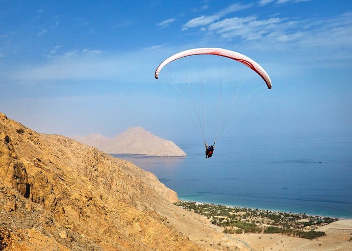 Zighy Bay offers one of the most unique ways to arrive at the resort