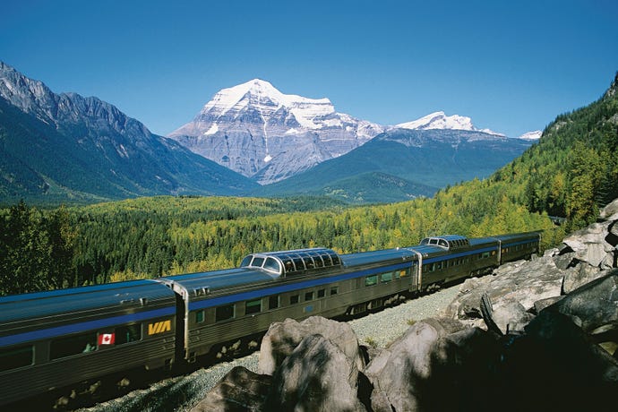 Enjoy scenic views on your train ride.
