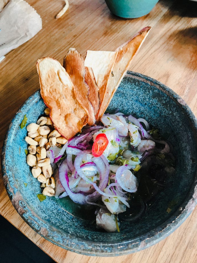 Enjoy traditional ceviche in Lima.
