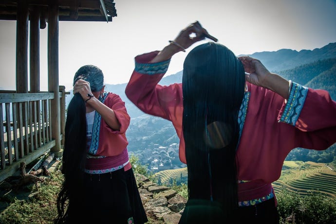 The Yao women cut their hair only twice in their lives; as teenagers and then after they marry