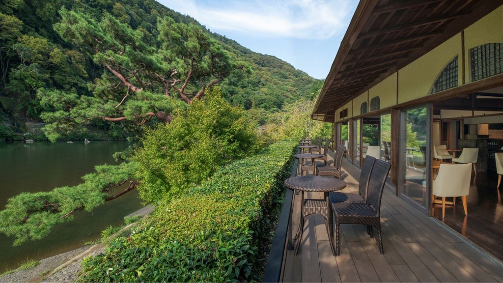 Elegant Suiran Luxury Collection Hotel nestled in Kyoto's tranquil landscape, featuring traditional Japanese architecture with modern luxury accents and serene garden views