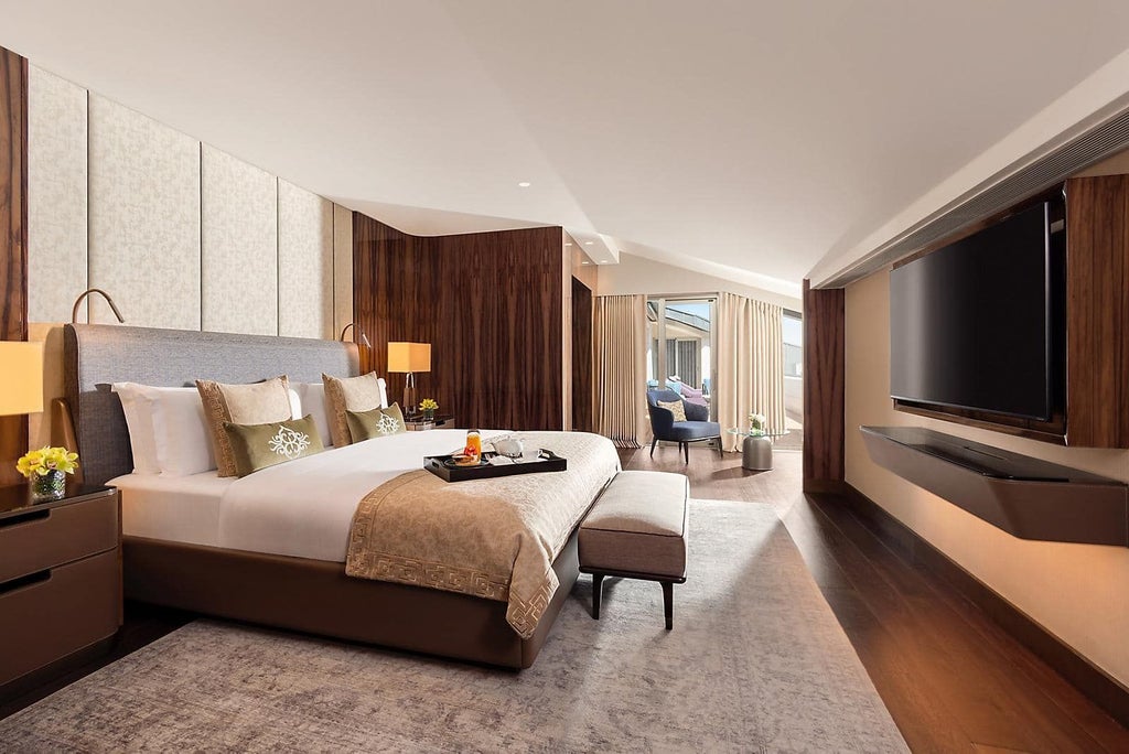 Elegant two-bedroom presidential suite at Scenset Bosphorus hotel, featuring panoramic water views, modern Turkish design, and luxurious contemporary furnishings