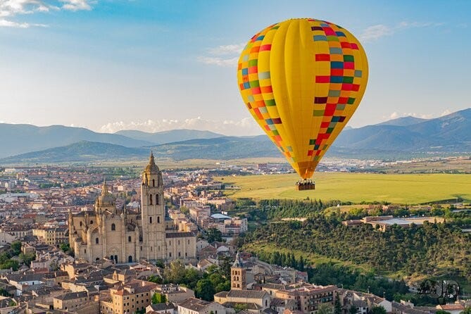 Hot air balloon over Madrid
