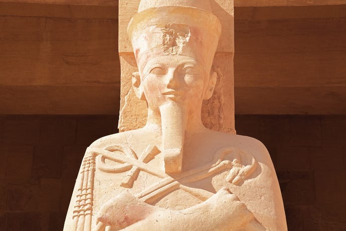 Statues of Hatshepsut at Deir-al-Bahri, the 'Monastery of the North'