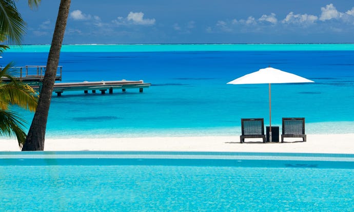 The beach at Conrad Bora Bora
