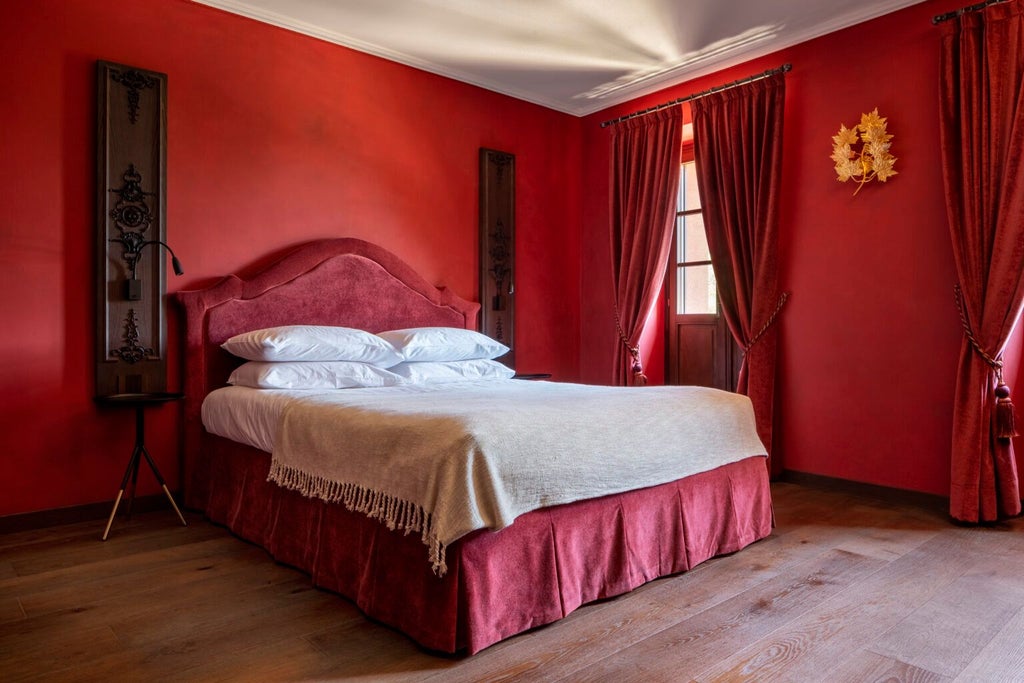 Elegant legacy room at scenset Resort & Boutique Hotel, featuring soft neutral tones, minimalist design, and sublime natural light in Italian countryside setting