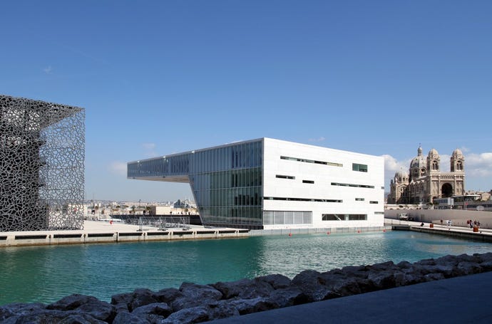 View of the Marseille harbor with the MUCEM museum on the far left