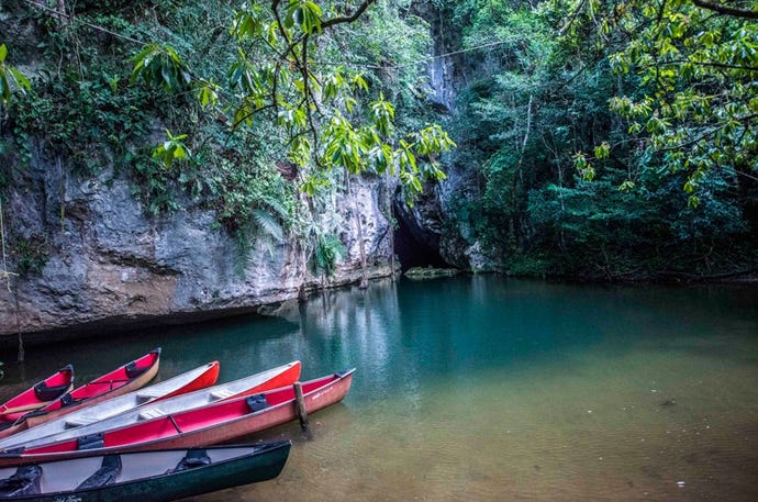 Barton Creek Cave by canoe
