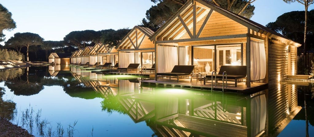 Luxurious bio-pool suite at Sublime Comporta Hotel with minimalist design, natural wood tones, and expansive windows overlooking serene Portuguese landscape