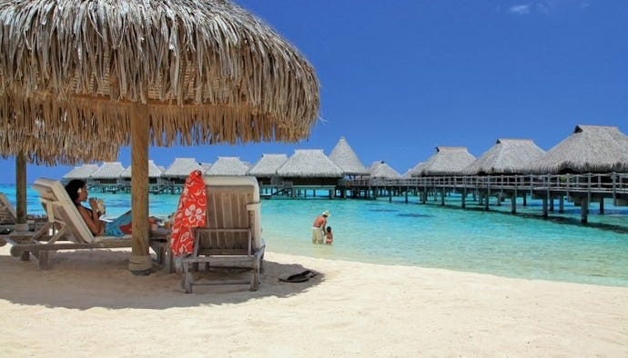 The beach at Hilton Moorea
