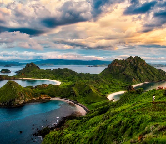 Scenic Padar Island is home to a native population of Komodo dragons