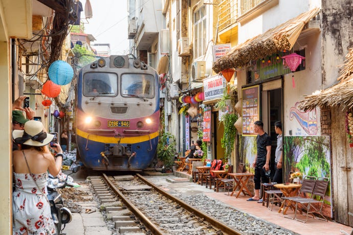 Hanoi Street Train is one of the more unusual sights in the city
