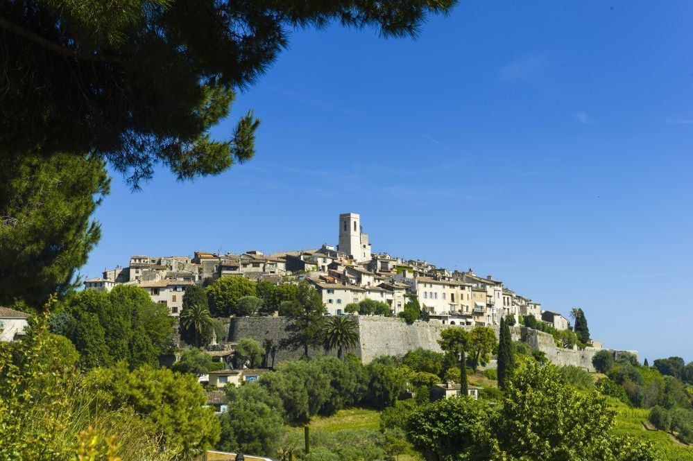 Elegant stone-facade boutique hotel in Saint-Paul-de-Vence, nestled in historic French village with charming medieval architecture and stone walls