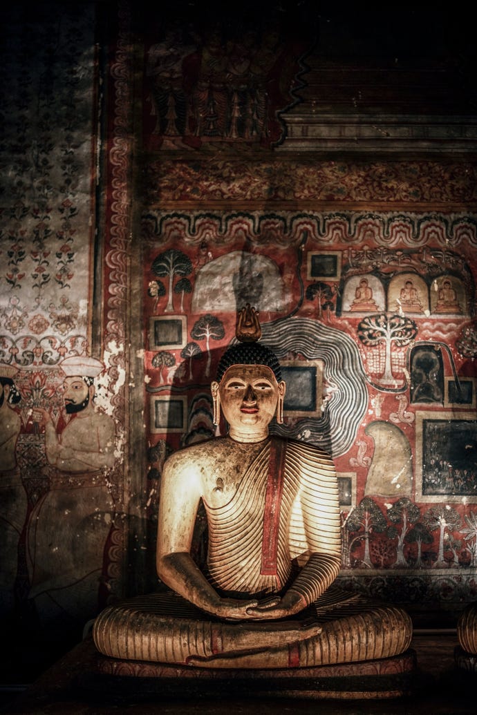 Inside the cave temple of Dambulla