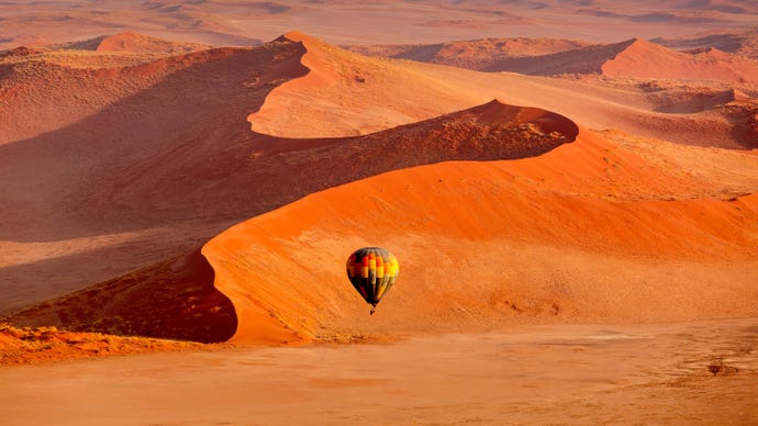 A bird's eye view of the desert dunes