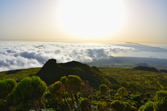 The peak of Teide, with a view of neighboring islands Faial and São Jorge