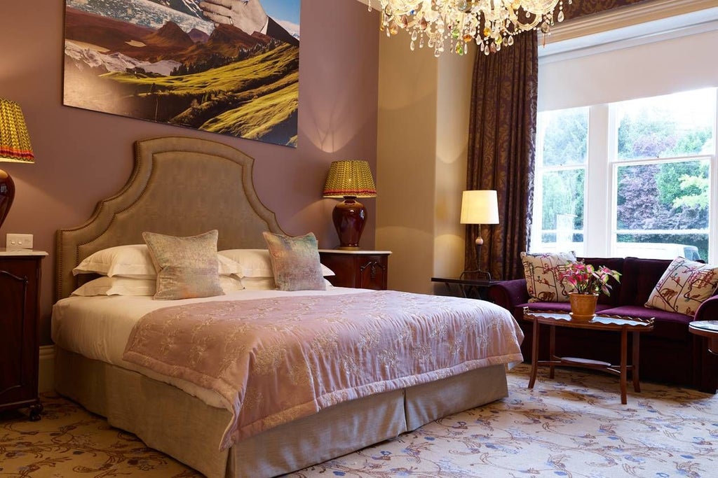 Spacious king room with elegant modern decor, plush bedding, soft neutral tones, and luxurious amenities in a boutique UK hotel setting