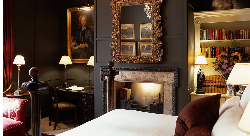 Georgian-style luxury boutique hotel exterior in London, showcasing elegant white facade with black shutters and classic architectural details