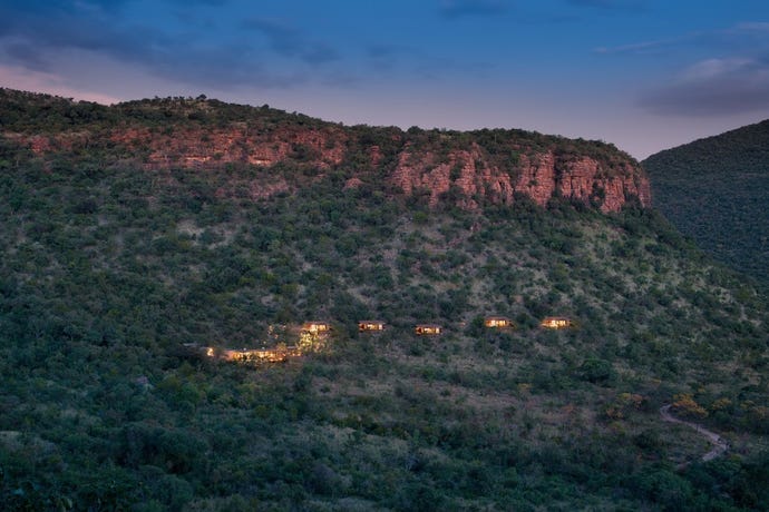 Marataba Mountain Lodge nestled in the hills