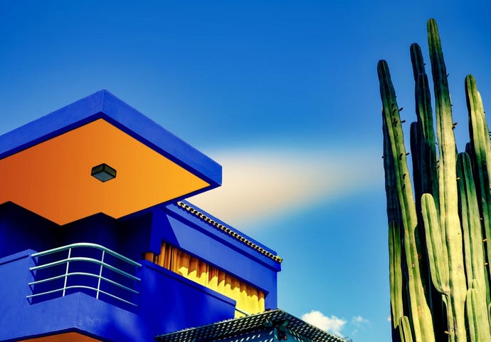 House of late fashion designer Yves Saint Laurent in Jardin Majorelle, a hidden botanical garden in the middle of Marrakech