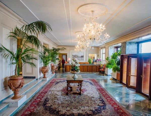 A lobby with traditional elegance
