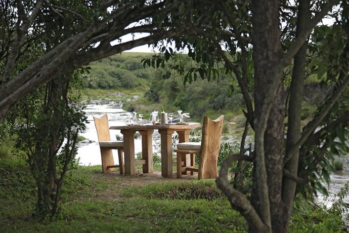 Enjoy private dining overlooking the Talek River