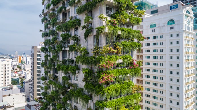 Not just a pretty face, the greenery also provides shade for the hotel's balconies.