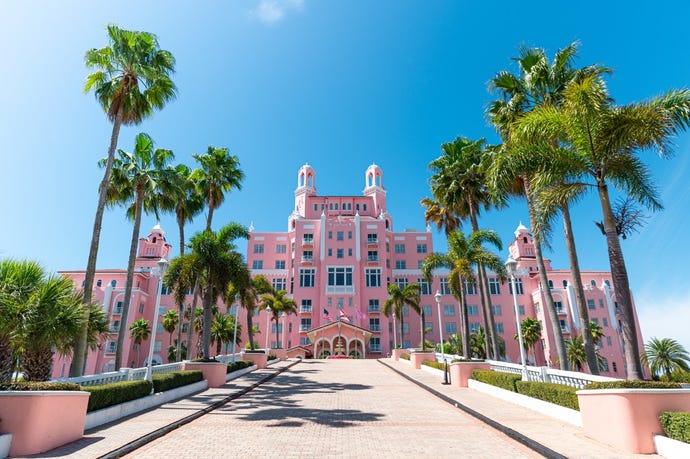 The Don CeSar, once a retreat for the rich and famous of the Jazz Age, including F. Scott Fitzgerald, Al Capone, and Franklin D. Roosevelt